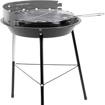 Kompakter Holzkohlegrill mit Windschutz – Ø 32 cm, Höhe 52 cm, Rundgrill mit verchromtem Grillrost