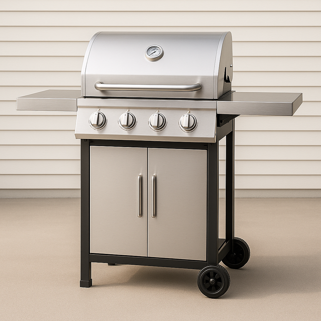Gasgrill mit 4 Edelstahlbrennern und Seitentischen – 40.000 BTU Outdoor BBQ Grill