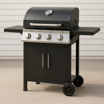 Gasgrill mit 4 Edelstahlbrennern und Seitentischen – 40.000 BTU Outdoor BBQ Grill